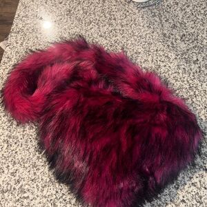 Faux Fur Scarf in Burgundy and Black